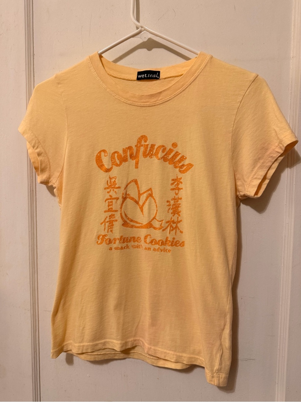 Wet Seal Yellow Tee with Orange Graphic